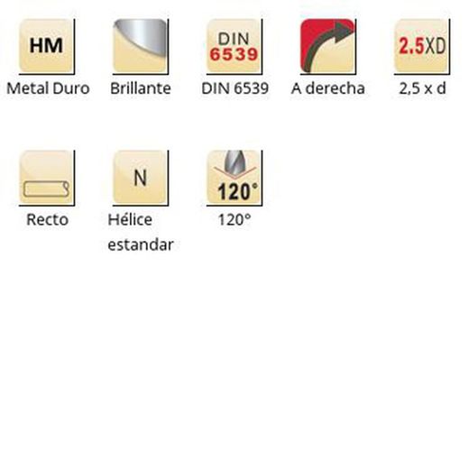 R120 - Foret extra court 120° en carbure brillant Dormer DIN 6539