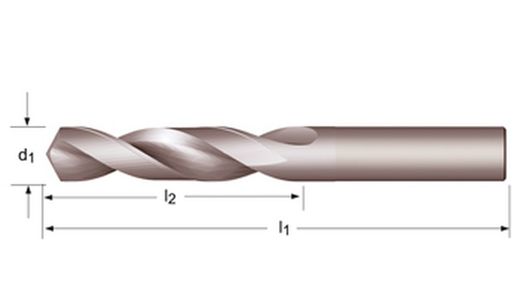 R120 - Broca Dormer de metal duro brilhante 120° extra curta DIN 6539