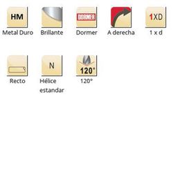 R122 - dormer metal duro brillante 120°  broca corta para centrados - 120° corta dormer
