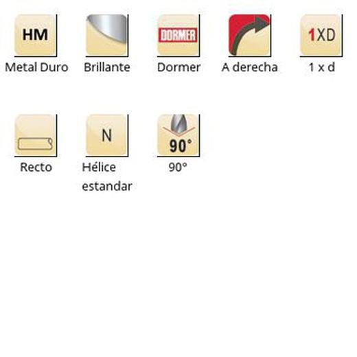 R123 - dormer metal duro brillante 90°  broca corta para centrados - 90° corta dormer