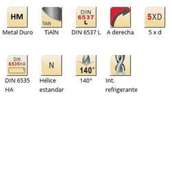 R453 - lucarne en métal dur tialn mp-x 140° int. Foret long à liquide de refroidissement - mp-x - refroidissement interne 5xd série courte DIN 6537 l