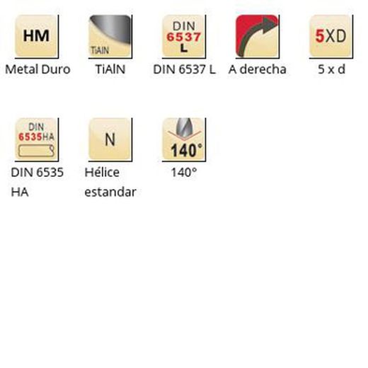 R454 - Foret long 140° en carbure Dormer Tialn MP-X - Série courte MP-X 5XD DIN 6537 L