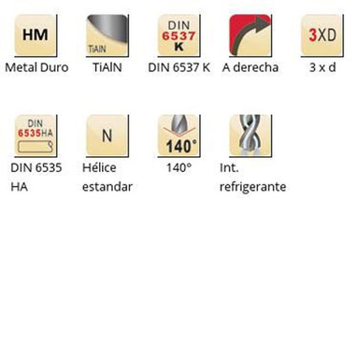 R457 - dormer metal duro tialn mp-x 140° int. Refrigerante broca corta - mp-x - refrigeración interna 3xd corta din 6537 k