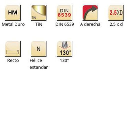 R520 - Foret CDX à pointe spéciale 130° en carbure Dormer, série extra courte, DIN 6539