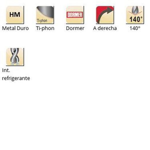 R950 - dormer metal duro ti-phon hydra 140° int. Refrigerante punta hydra para acero dormer