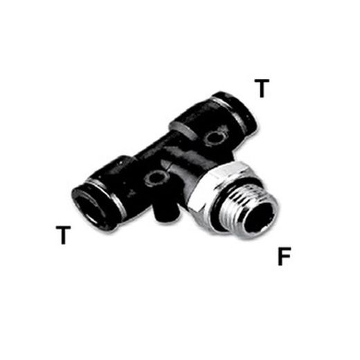 Raccord rotatif en "T" avec filetage cylindrique mâle mod. Rrg22