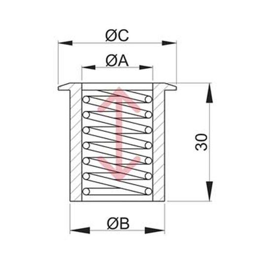 Ressort encastré pour broches