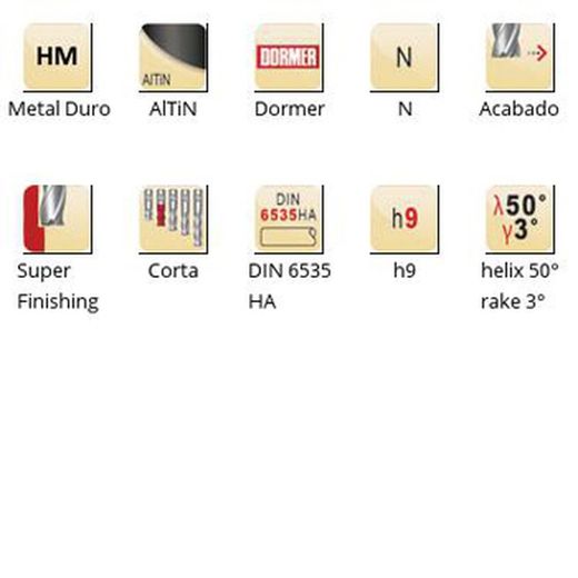 Fraises de finition Dormer S225 en carbure Altin DIN 6535 à queue carrée
