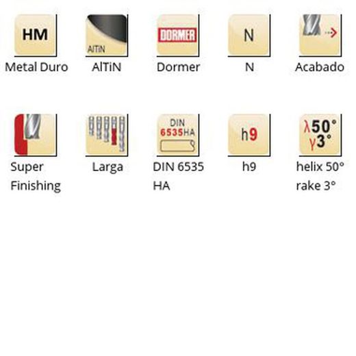 Fraises de finition Dormer S226 en carbure Altin DIN 6535 à queue carrée