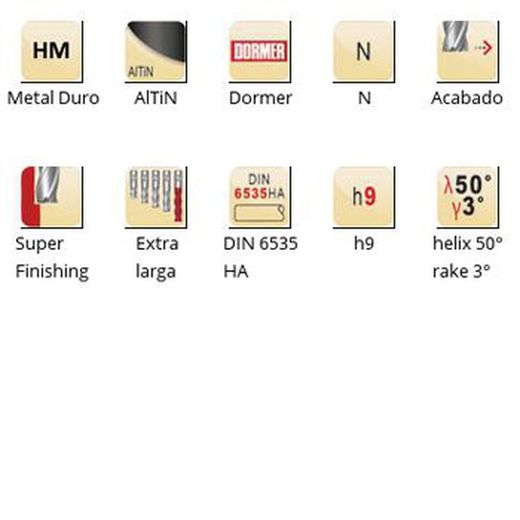 Fraises de finition Dormer S227 en carbure Altin DIN 6535 HA