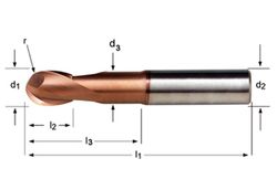 S229 - Fraises à bout hémisphériques Dormer en métal dur Tisin DIN 6535 HA à queue N Dormer Dormer