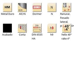 Fraises de finition Dormer S260 en carbure d'aluminium DIN 6535 HA