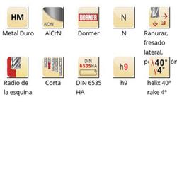 S262 - Fraises à queue HA en carbure d'aluminium DIN 6535 avec rayons à l'extrémité N Dormer Dormer