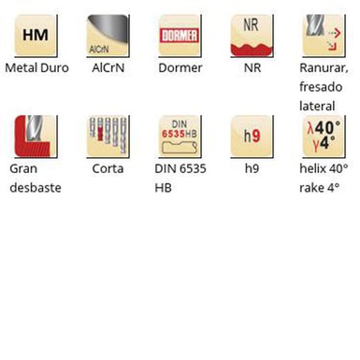 S264 - Fraises d'ébauche à queue HB en carbure d'aluminium DIN 6535 Dormer NR Dormer Dormer