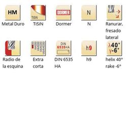 S524 - Fraises à queue HA en métal dur Dormer DIN 6535 avec rayons à l'extrémité N Dormer Dormer
