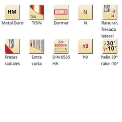 S531 - Fraises à bout hémisphériques Dormer en métal dur Tisin DIN 6535 HA, tige N Dormer Dormer