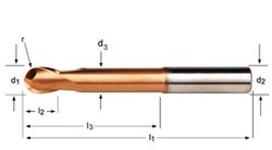 S531 - Fraises à bout hémisphériques Dormer en métal dur Tisin DIN 6535 HA, tige N Dormer Dormer