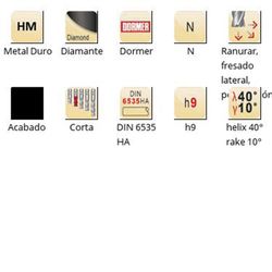 S612 - Fraises de finition Dormer en carbure de diamant DIN 6535 HA