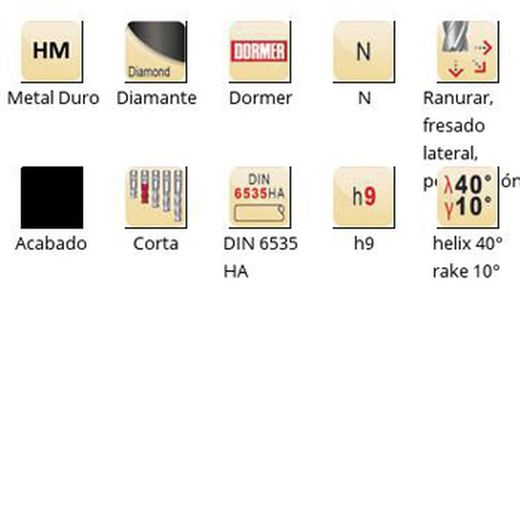 S612 - Fraises de finition Dormer en carbure de diamant DIN 6535 HA