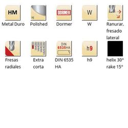 S629 - Fraises à bout hémisphériques à queue HA en carbure poli Dormer DIN 6535 W Dormer Dormer