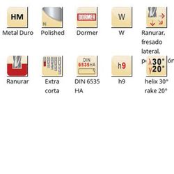 S638 - Fraises de finition à queue HA DIN 6535 en carbure poli Dormer avec Dormer