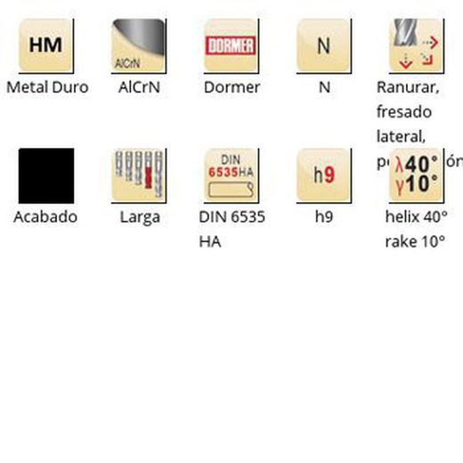 S717 - Fraises de finition Dormer en carbure Alcarn DIN 6535 HA