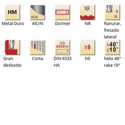 S765 - Fraises d'ébauche à queue HA en carbure d'aluminium DIN 6535 Dormer NR Dormer Dormer