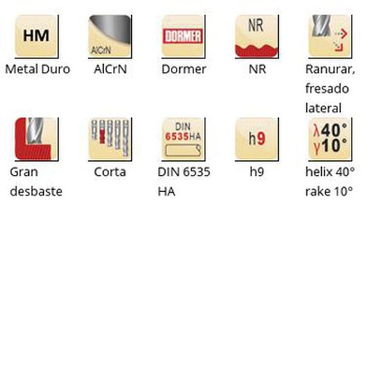 S765 - Fraises d'ébauche à queue HA en carbure d'aluminium DIN 6535 Dormer NR Dormer Dormer