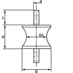 Support amortisseur anti-vibratoire Diabolo avec filetage