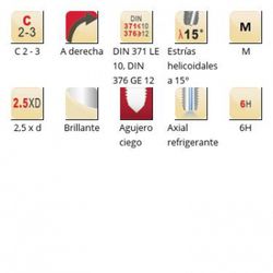 T206 - m Maschinengewindebohrer mit 15° Spiralnuten, Innenkühlung