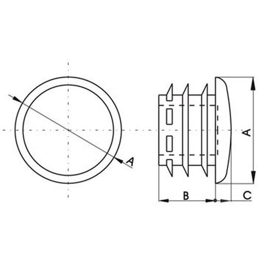 Embout rond avec intérieur rainuré