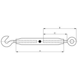Tendeur tubulaire galvanisé avec crochet et anneau