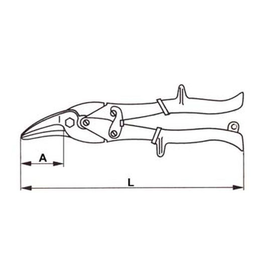 Cisaille à tôle articulée coupe à droite