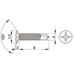 Vis autoperceuse pour tôle zinguée noire avec tête bombée 120º réf. Hmm