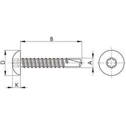 Tornillo autotaladrante para carpintería de aluminio con cabeza redonda ref. Btt