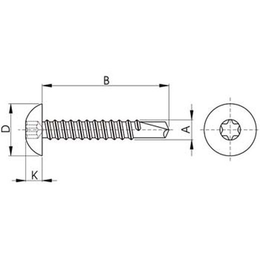 Tornillo autotaladrante para carpintería de aluminio con cabeza redonda ref. Btt