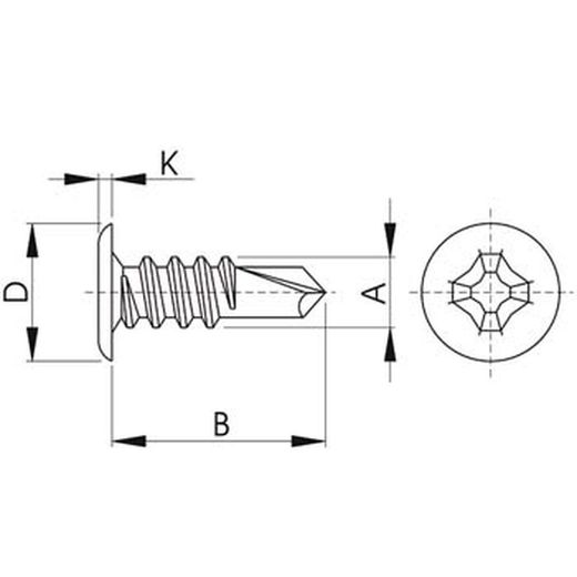Tornillo autotaladrante para carpintería de aluminio de cabeza baja ref. Fst
