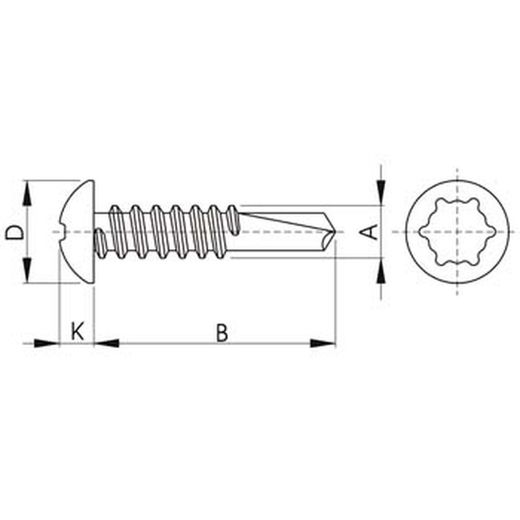 Tornillo autotaladrante para chapa con cabeza alomada ref. A 85 s
