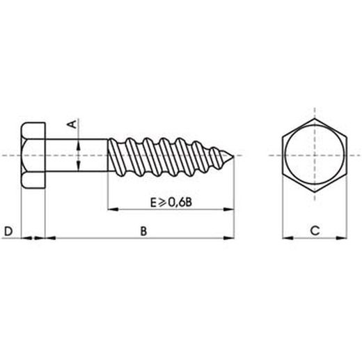 Vis à tête hexagonale DIN-571 en acier inoxydable A4.