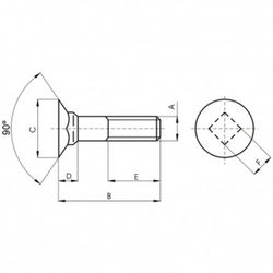 Vis DIN-608 à tête fraisée et col carré bas, en acier et filetage métrique.