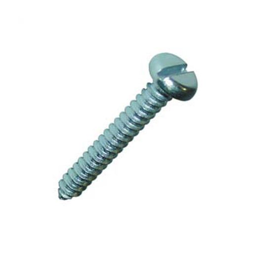 Selbstschneidende Schraube DIN-7971 C mit abgerundetem, geschlitztem Zylinderkopf und aus verzinktem Stahl.
