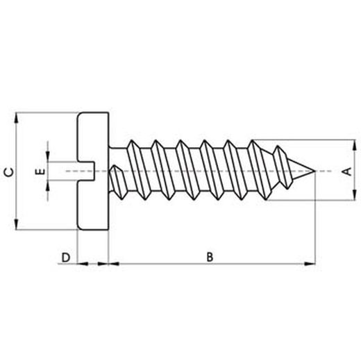 Tornillo din-7971 c autoroscante con cabeza cilíndrica redondeada ranurada y de acero cincado.