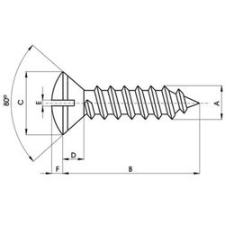 Vis autotaraudeuse DIN-7973 C à tête fraisée bombée fendue en acier zingué.