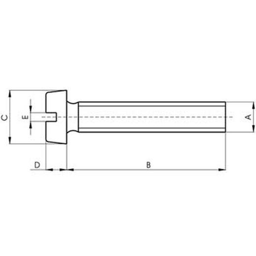 Vis à tête cylindrique fendue DIN-84, en acier inoxydable A4 et filetage métrique.