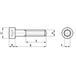 Tornillo din-912 de cabeza cilíndrica con hueco hexagonal, de acero inoxidable a4 y rosca métrica.