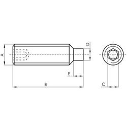 Vis sans tête DIN-915 à six pans creux et pivot, en acier (12.9) et filetage métrique.