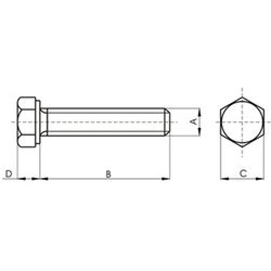Tornillo din-933 de cabeza hexagonal, totalmente roscado, de acero (8.8) cincado y rosca métrica.