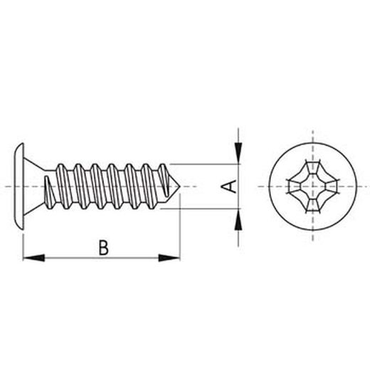 Tornillo para carpintería de aluminio con cabeza extraplana ref. Ce