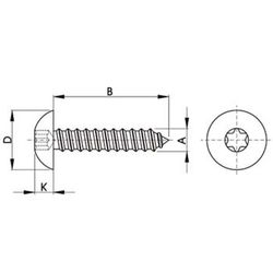 Tornillo para carpintería de aluminio con cabeza redonda ref. Btn