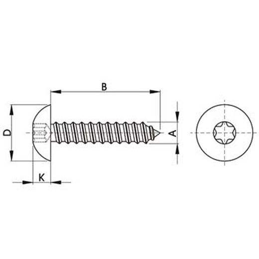 Tornillo para carpintería de aluminio con cabeza redonda ref. Btn